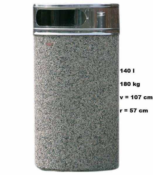 Betonski Kos Urbano Inox 140l S Pepelnikom