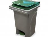 Plastični koš za smeti urban PRO 60L na stopalko- z zelenim pokrovom