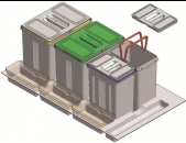 Vgradni štiridelni koš za smeti PVC za v predal širših elementov 099940