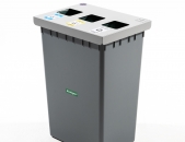 Tridelni plastični koš za ločevanje odpadkov s kovinskim pokrovom 3x20 litrov-ECOLOGEC
