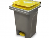 Plastični koš za smeti urban PRO 60L na stopalko- z rumenim pokrovom