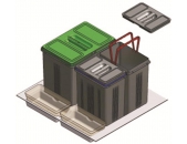 Vgradni tridelni koš za smeti PVC za v predal 31L, 099830