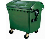Štirikolesni plastični zabojnik s pokrovom na pokrovu 1100L v zeleni barvi