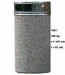 Betonski koš URBANO INOX 140L s pepelnikom