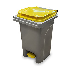 Plastični koš za smeti urban PRO 60L na stopalko- z rumenim pokrovom