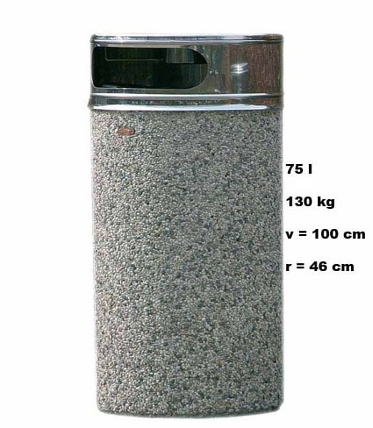 Betonski koš URBANO INOX 75L brez pepelnika