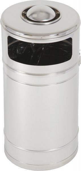 INOX koš za odpadke z objemkami za montažo na steber s pepelnikom 40L 