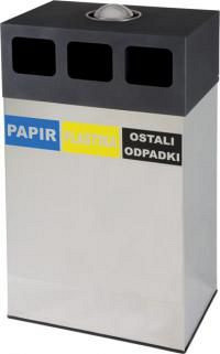 Koš za ločeno zbiranje odpadkov brez pepelnika v INOX izvedbi