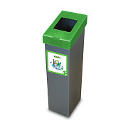 Mali koš za steklo s pokrovom v zeleni barvi - EKOŠ