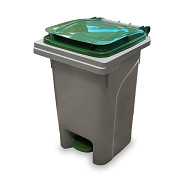 Plastični koš za smeti urban PRO 60L na stopalko- z zelenim pokrovom