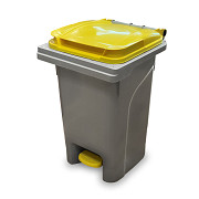 Plastični koš za smeti urban PRO 60L na stopalko- z rumenim pokrovom