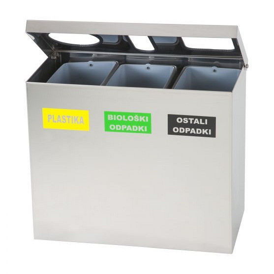 Koš za ločeno zbiranje odpadkov s PVC posodami 3x15L