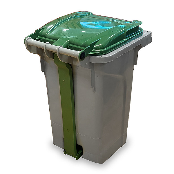 Plastični koš za smeti urban PRO 60L na stopalko- z zelenim pokrovom