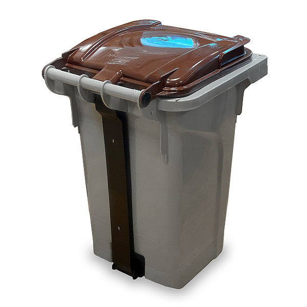 Plastični koš za smeti urban PRO 60L na stopalko- z rjavim pokrovom