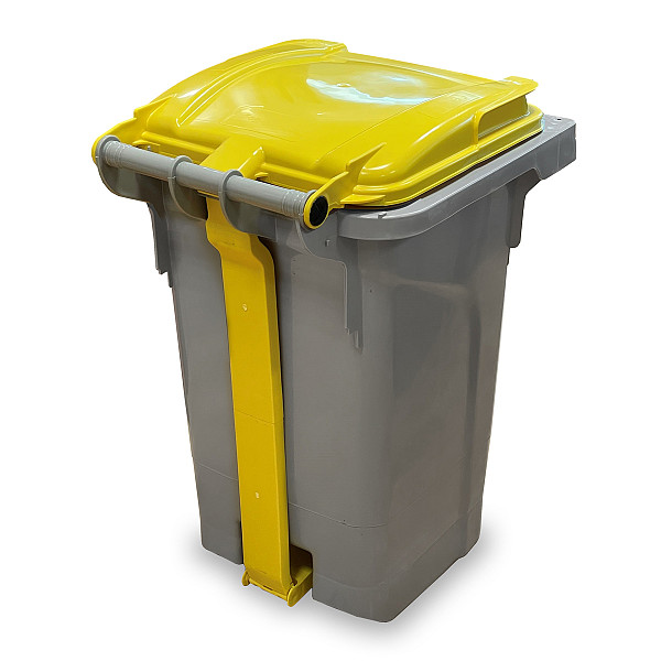 Plastični koš za smeti urban PRO 60L na stopalko- z rumenim pokrovom